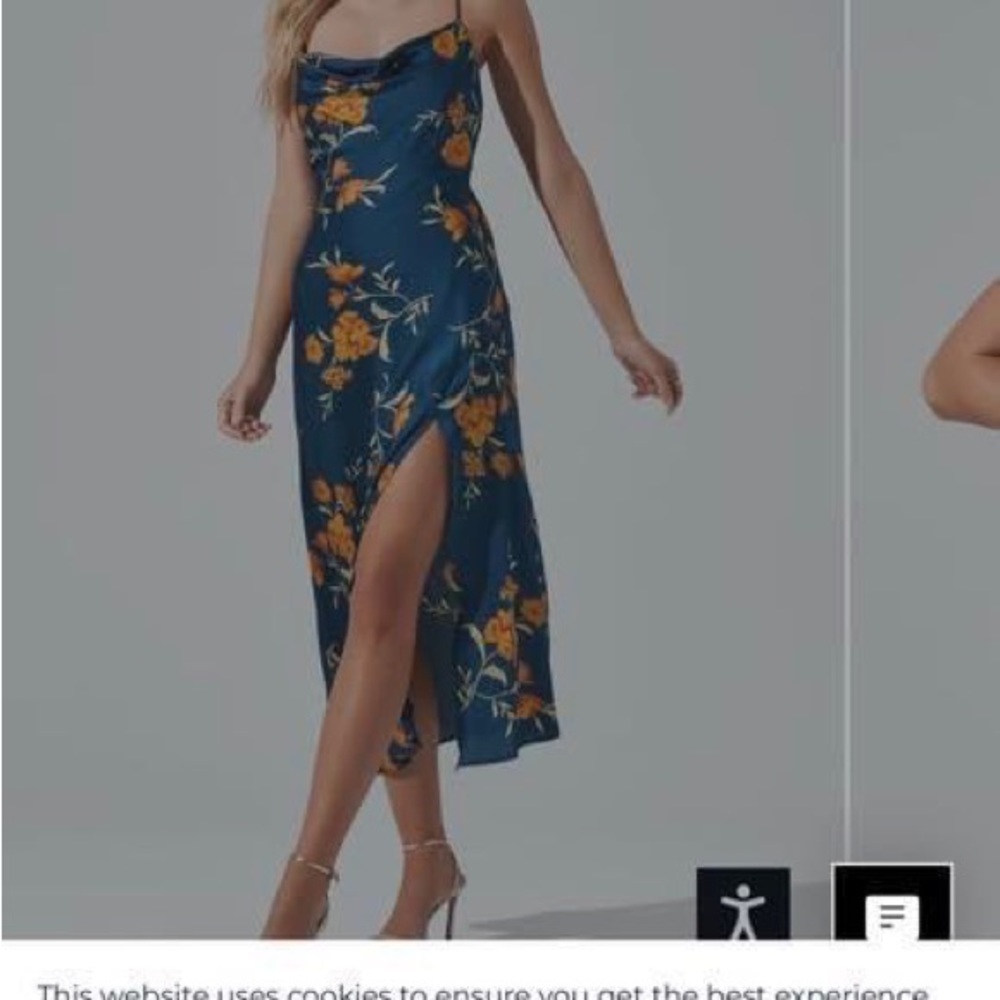 Astr Floral Midi Dress - Blue and Orange